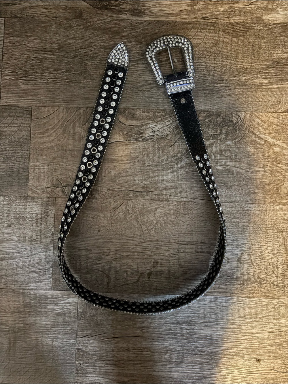 SHEIN Black Rhinestone-Embellished Women's Belt
